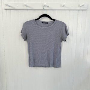 Brandy Melville Ashlyn Striped Cropped Gingham Shirt